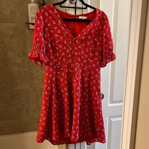 Madewell red floral dress size 8